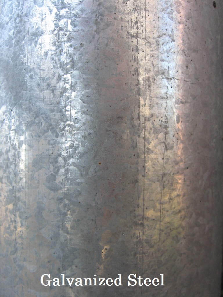Close up of silver galvanized steel