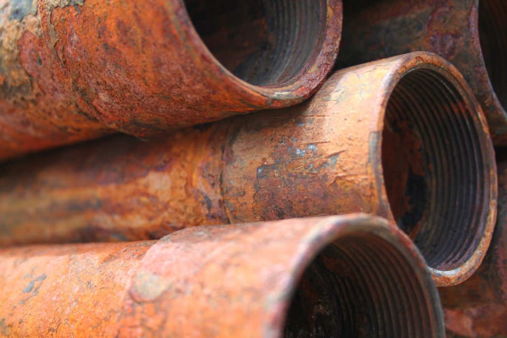 Multiple corroded pipes
