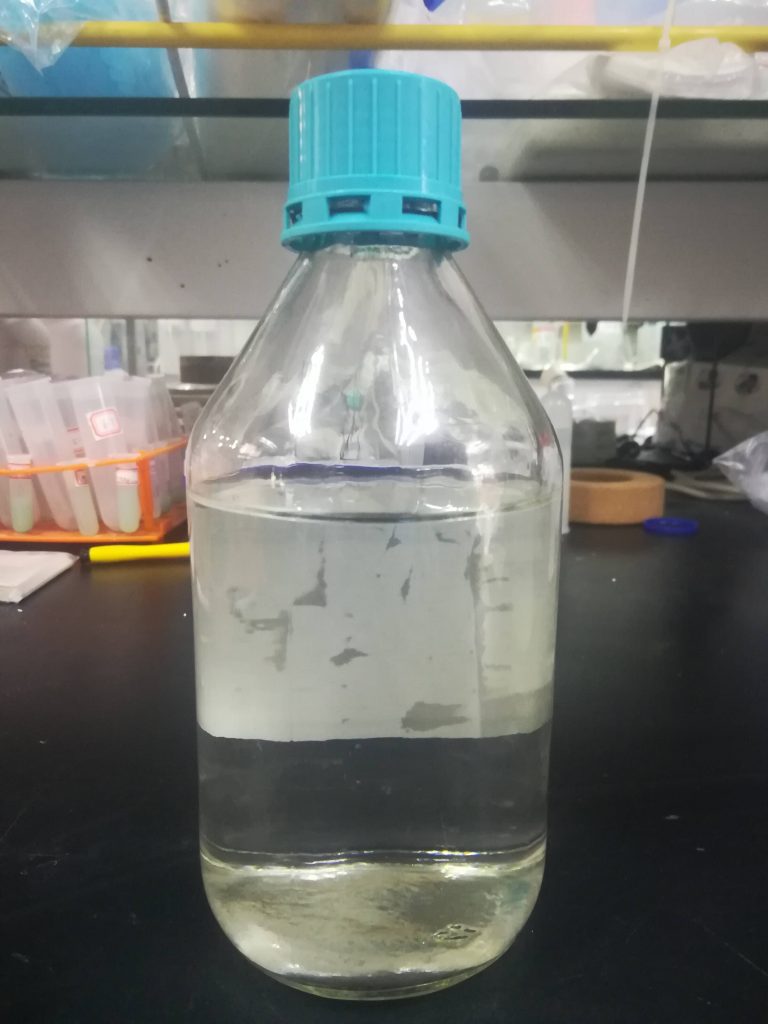 Clear bottle of closed-loop ammonia