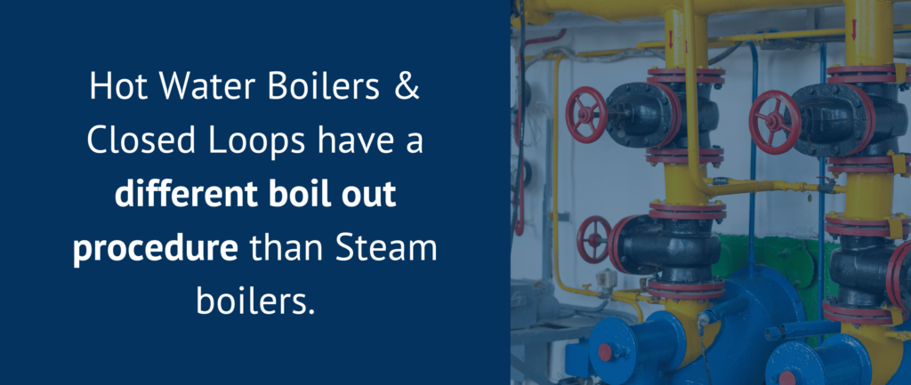 The difference of closed loop and hot water boilers from steam boilers when it comes to the alkali boil out procedure.