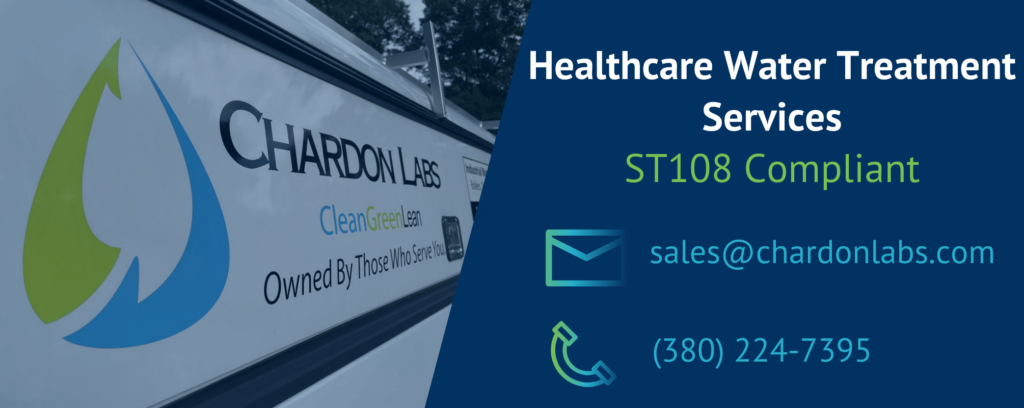 Chardon Labs contact information for healthcare water treatment service.