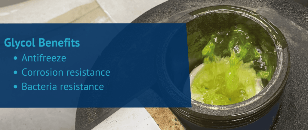 Glycol Benefits
Antifreeze
Corrosion resistance
Bacteria resistance